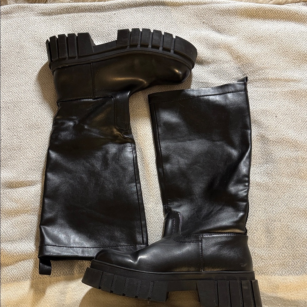 Zara Black Knee High Boots